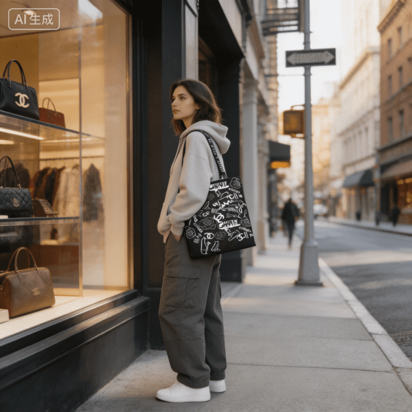 Black & White Canvas Tote Bag – Fashion Icon Style Shopper