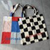 2-Pack Canvas Tote Bags – Color Block & Checkered Design
