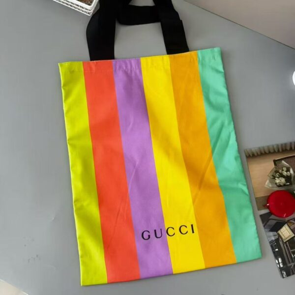 Rainbow Canvas Tote Bag – Colorful Stripe Shopper