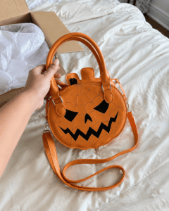 Halloween Pumpkin & Spider Web Mini Crossbody Purse