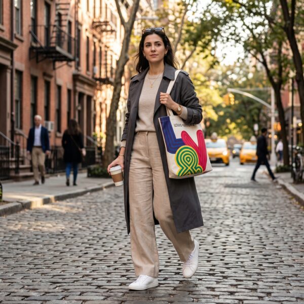 2-Pack Canvas Tote Bags – Color Block & Checkered Design