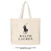 Ralph Lauren Classic Minimalist Canvas Tote Bag - Black Logo on Natural Cream