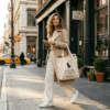Ralph Lauren Classic Minimalist Canvas Tote Bag - Black Logo on Natural Cream