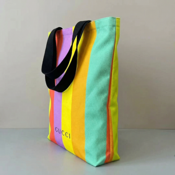Rainbow Canvas Tote Bag – Colorful Stripe Shopper
