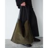 Moss Green Corduroy Slouchy Tote Bag – Minimalist Large Shoulder Bag for Everyday Chic