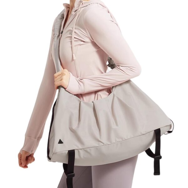 Multifunctional Yoga Mat Tote Bag with Ruched Shoulder Strap & Bottle Pocket – Lightweight Athleisure Travel Gym Bag