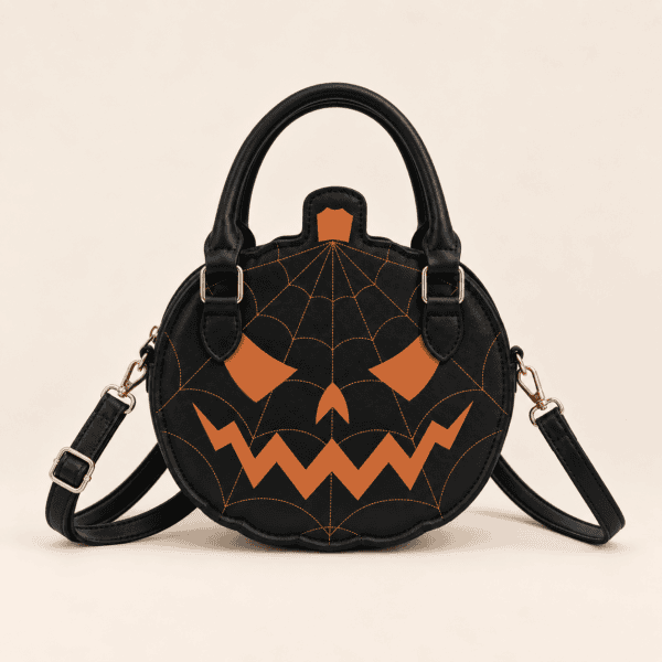 Halloween Pumpkin & Spider Web Mini Crossbody Purse