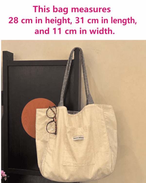 Reversible 2-in-1 Striped Canvas Tote Bag | Large Capacity Dual-Style Shoulder Bag
