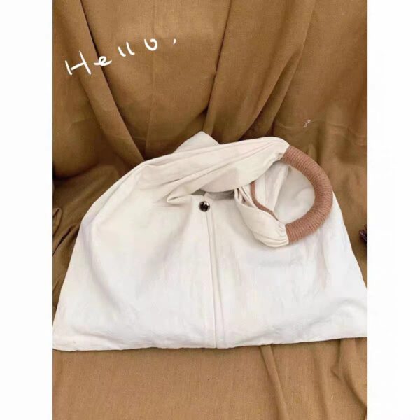 Large Capacity Slouchy Canvas Beach Bag with Woven Rope Strap