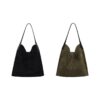 Moss Green Corduroy Slouchy Tote Bag – Minimalist Large Shoulder Bag for Everyday Chic