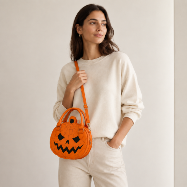 Halloween Pumpkin & Spider Web Mini Crossbody Purse