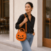 Halloween Pumpkin & Spider Web Mini Crossbody Purse