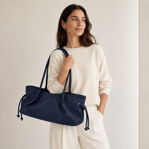 Minimalist Ruched East-West Tote | Cleancarry