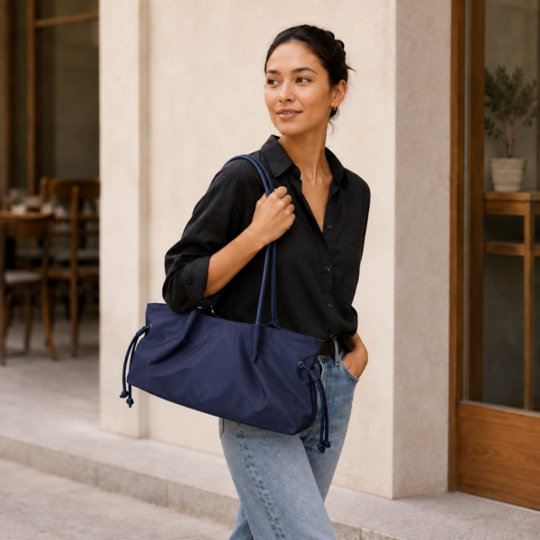 Minimalist Ruched East-West Tote | Cleancarry