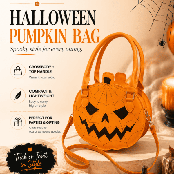 Halloween Pumpkin & Spider Web Mini Crossbody Purse