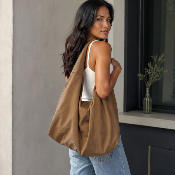 Oversized Slouchy Nylon Hobo Bag | Lightweight Large Capacity Shoulder Bag with Zipper Pockets