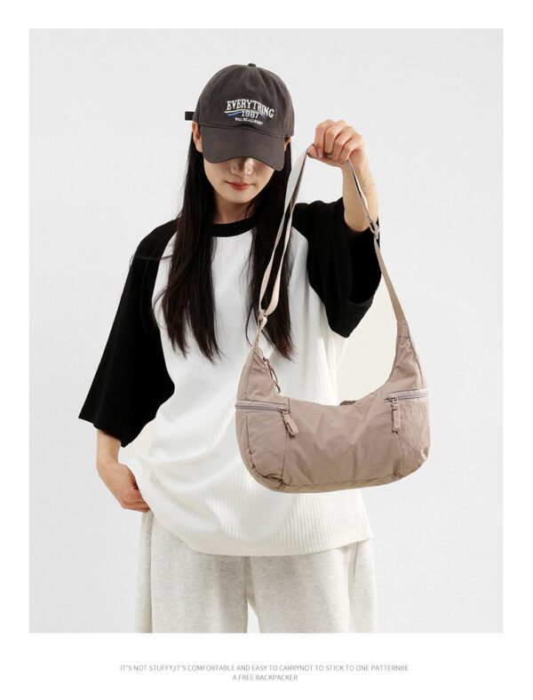 Ultra-Lightweight Nylon Crescent Shoulder Bag | Multi-Pocket Crossbody Hobo Bag (0.21kg)