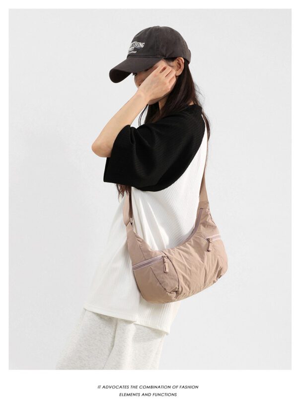 Ultra-Lightweight Nylon Crescent Shoulder Bag | Multi-Pocket Crossbody Hobo Bag (0.21kg)