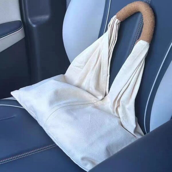 Large Capacity Slouchy Canvas Beach Bag with Woven Rope Strap
