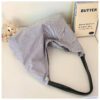 Slouchy Blue Striped Canvas Shoulder Bag - Minimalist Daily Underarm Hobo Tote