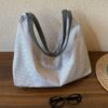 Slouchy Blue Striped Canvas Shoulder Bag - Minimalist Daily Underarm Hobo Tote