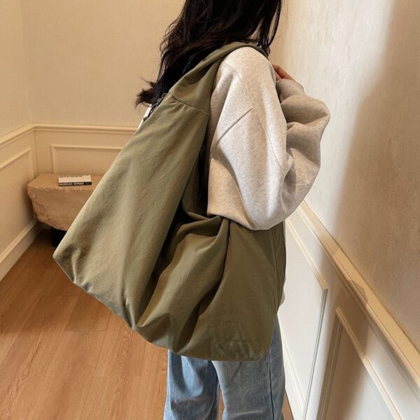 Oversized Slouchy Nylon Hobo Bag | Lightweight Large Capacity Shoulder Bag with Zipper Pockets