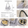 Slouchy Blue Striped Canvas Shoulder Bag - Minimalist Daily Underarm Hobo Tote